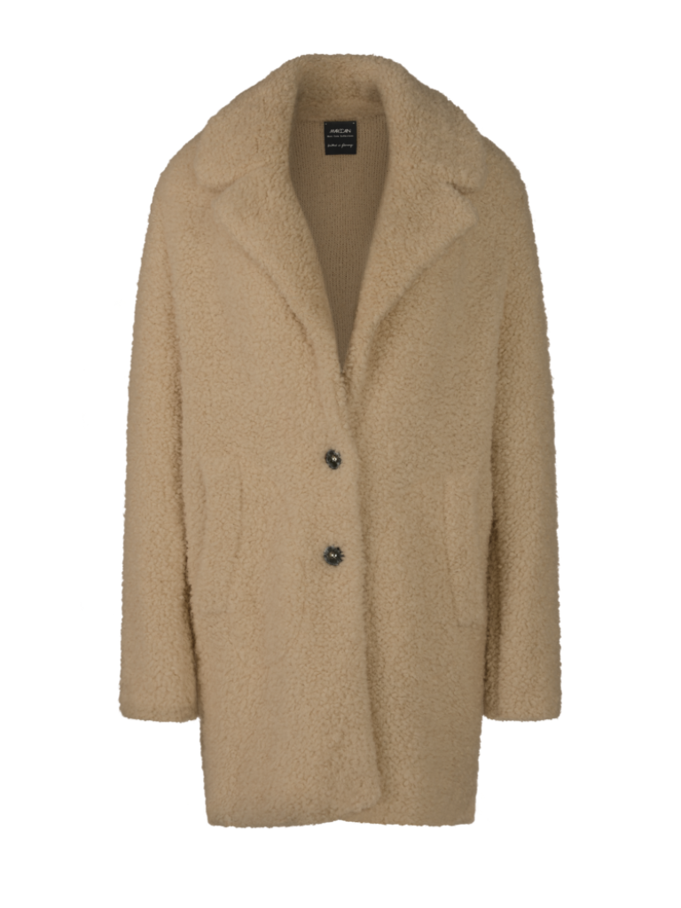 Bouclé-Kurzmantel in camel Knitted in Germany