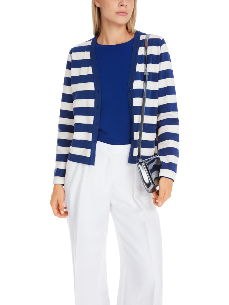 Gestreifte Strickjacke in deep royal blue