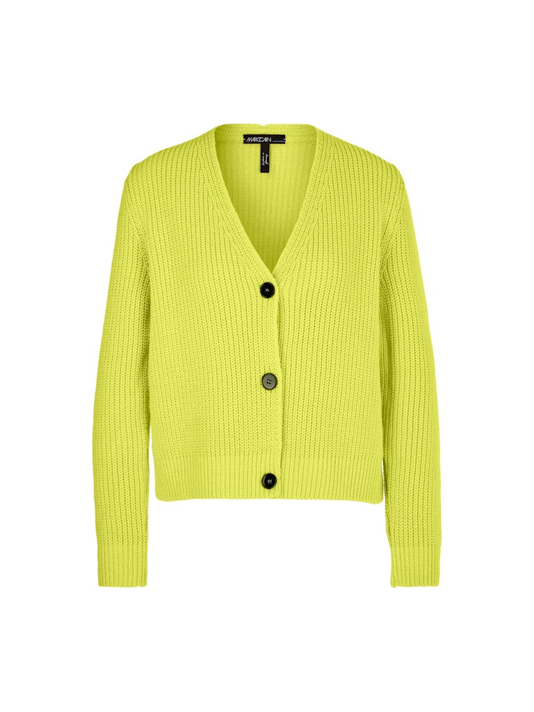 Grobstrick-Cardigan in limoncello