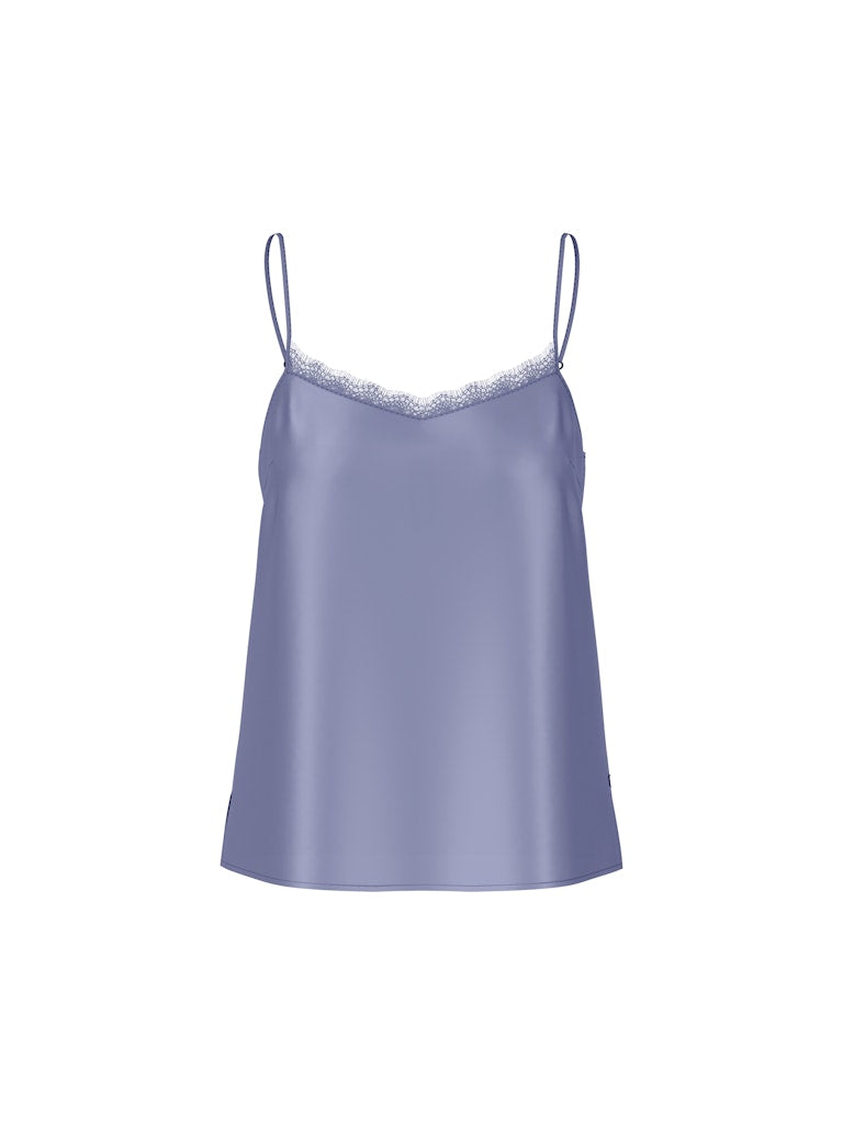 Seiden-Top mit Spitze in bluish violet