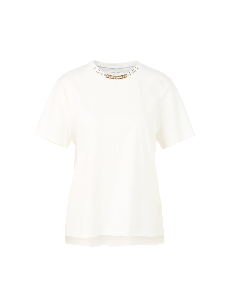 Elegantes Shirt mit Stickerei in creme