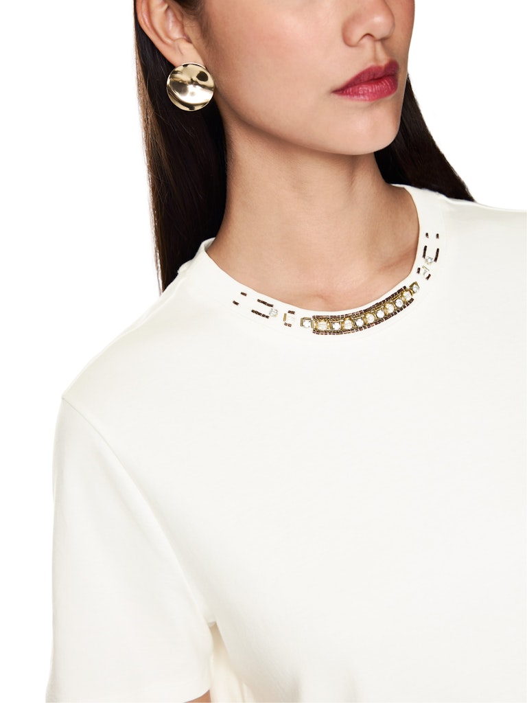 Elegantes Shirt mit Stickerei in creme