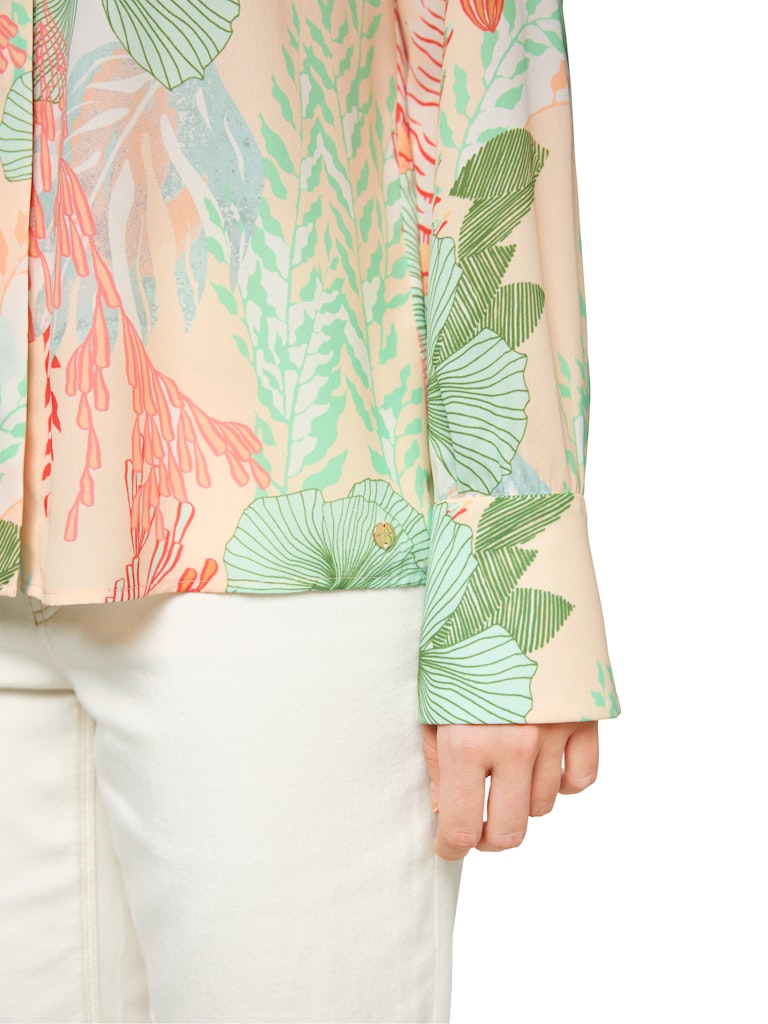Hemdbluse mit floralem Muster in bright ecru