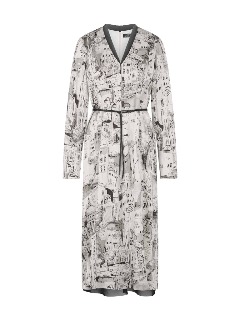 Midi Kleid mit City-Scribble in smoke