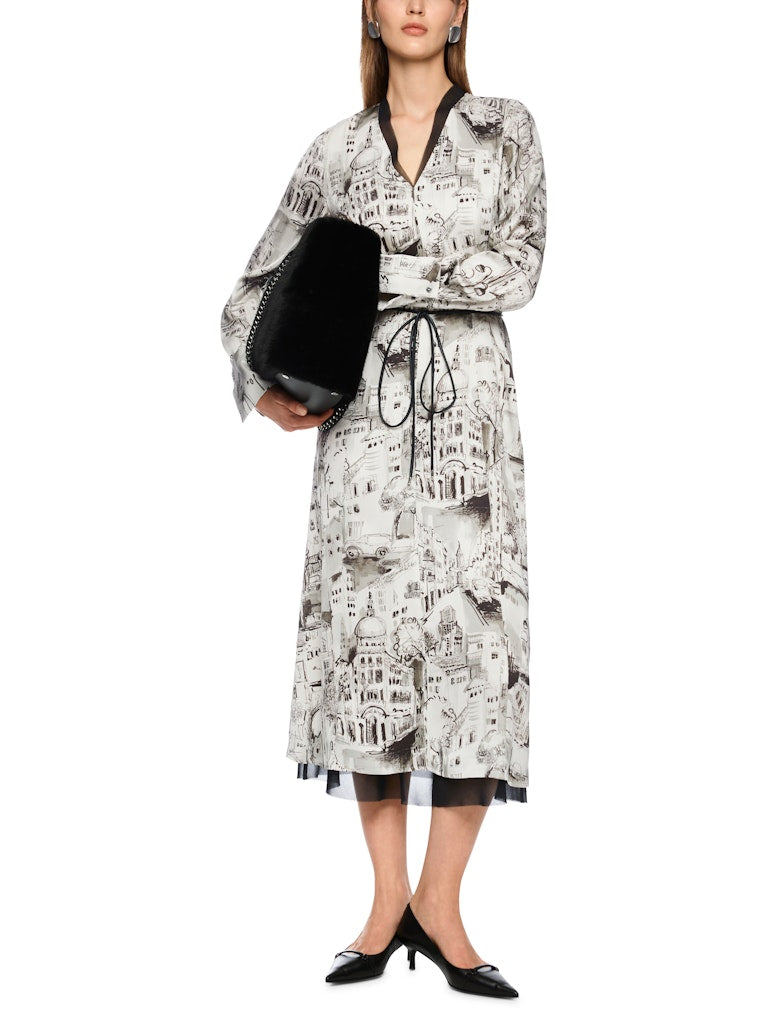 Midi Kleid mit City-Scribble in smoke