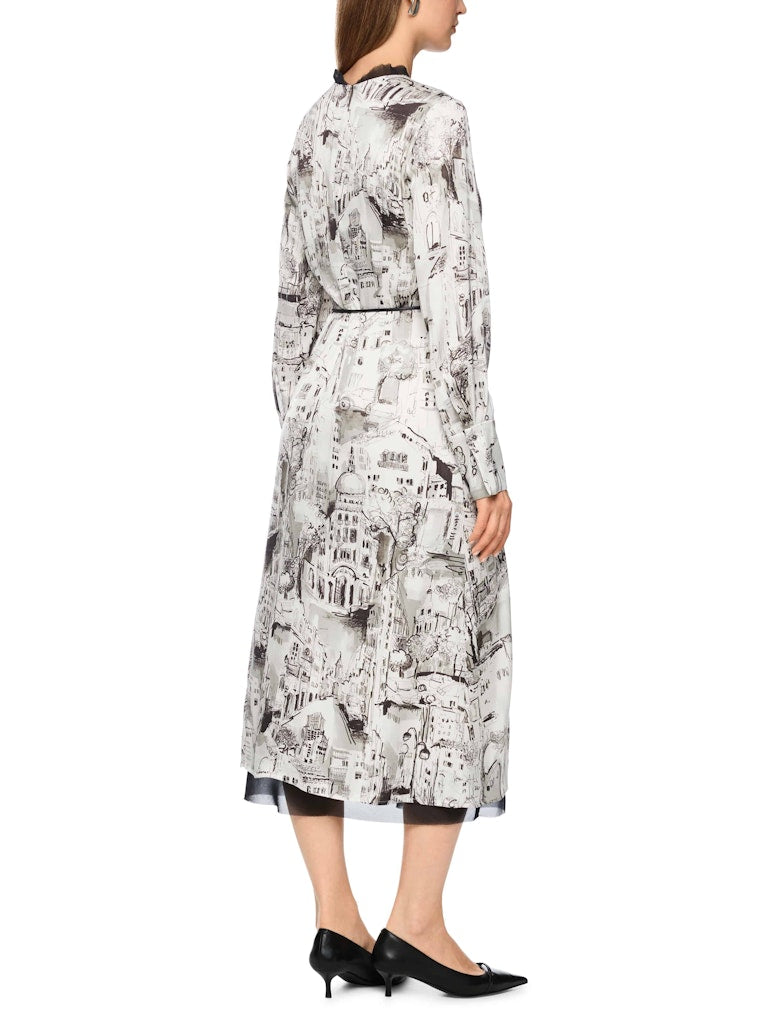 Midi Kleid mit City-Scribble in smoke