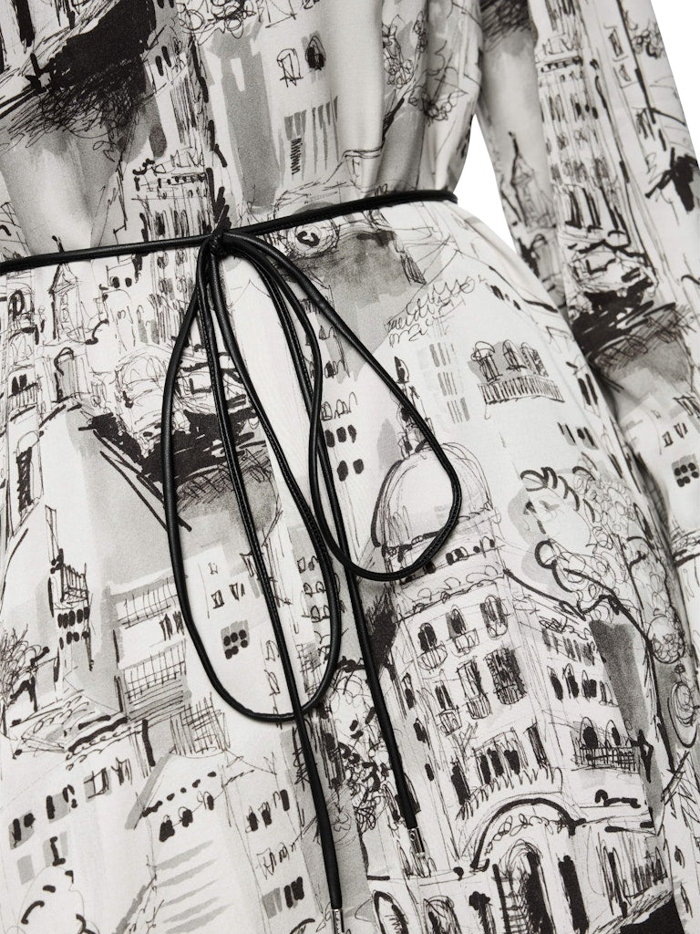 Midi Kleid mit City-Scribble in smoke