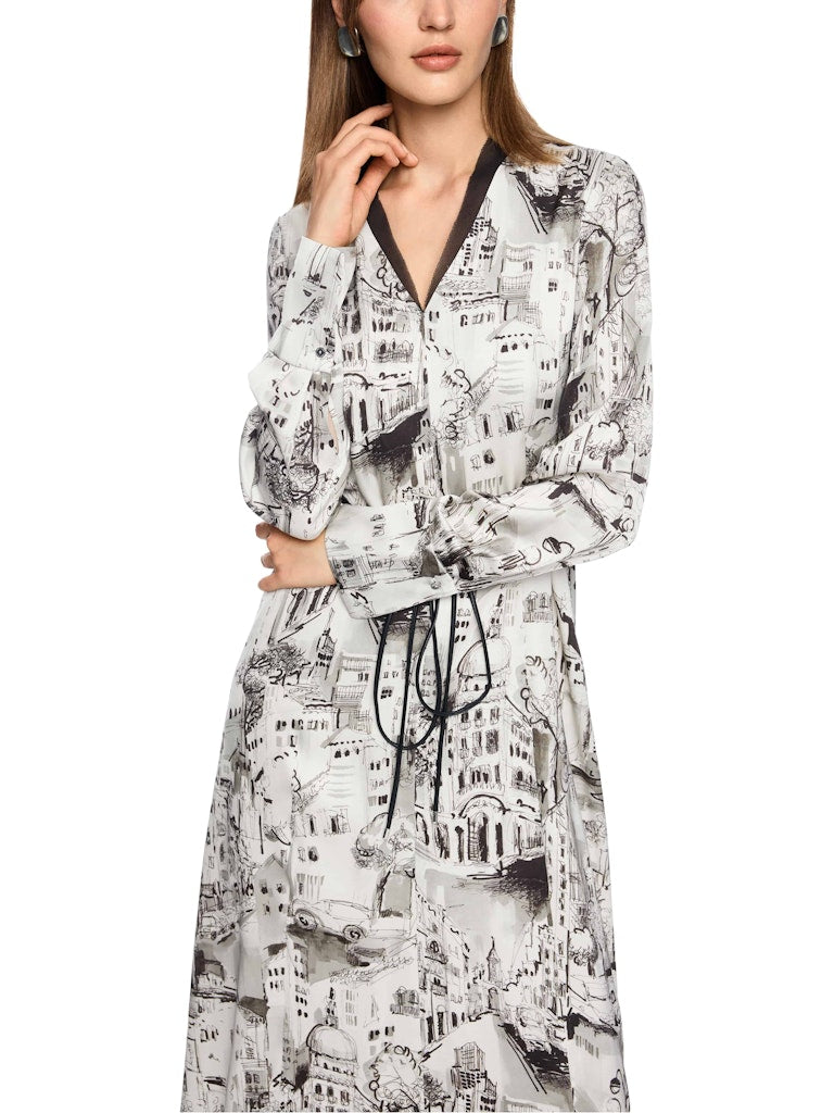 Midi Kleid mit City-Scribble in smoke