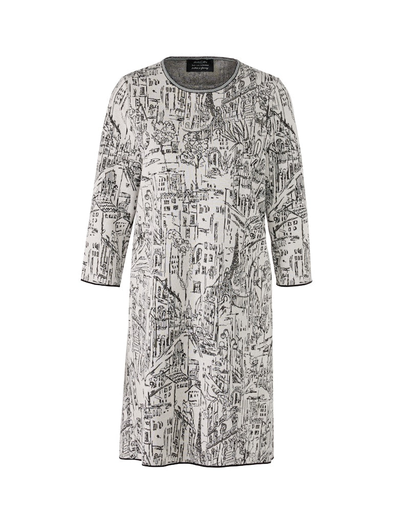 Strickkleid mit City-Motiv in smoke