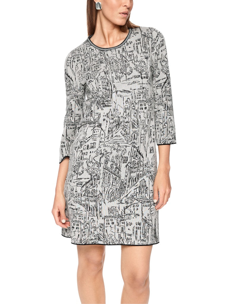 Strickkleid mit City-Motiv in smoke