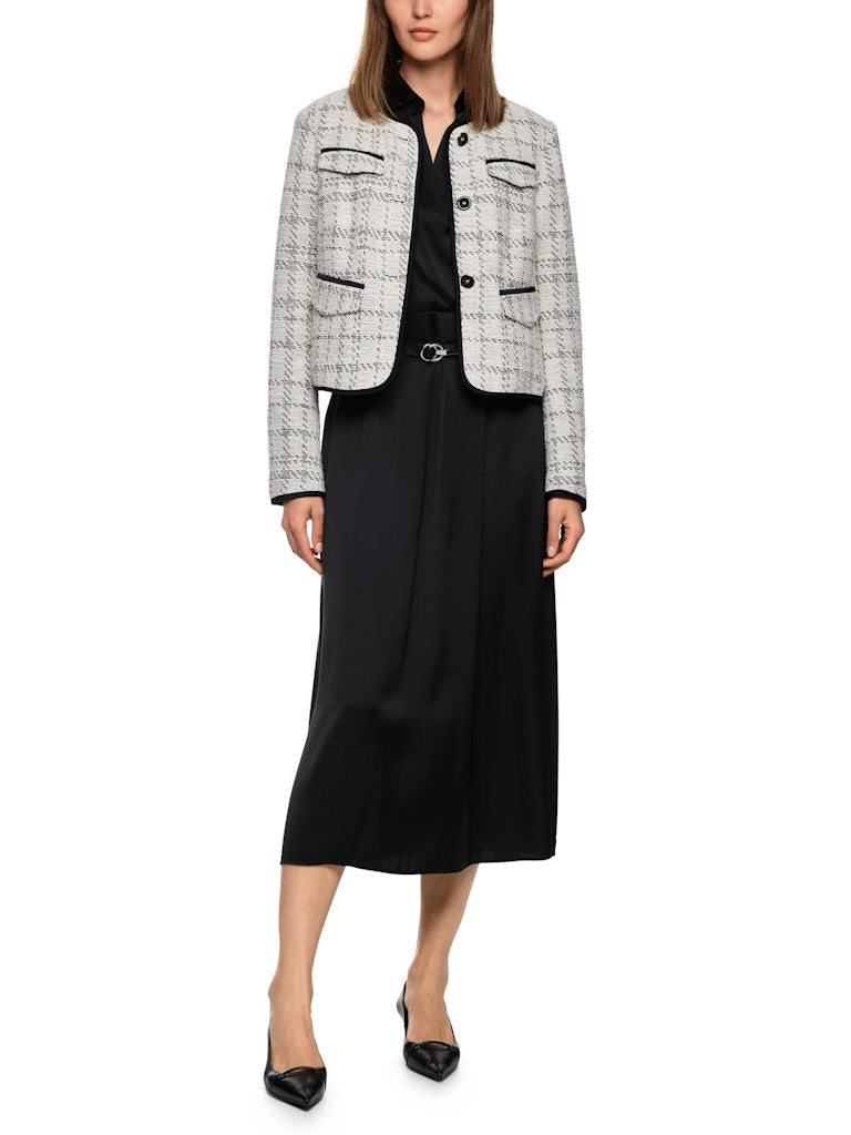 Jacquard-Jacke mit Kontrastdetails in smoke