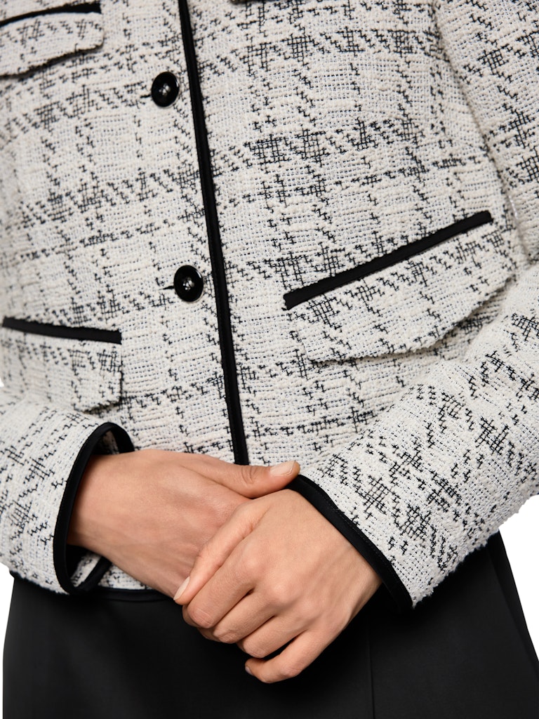 Jacquard-Jacke mit Kontrastdetails in smoke