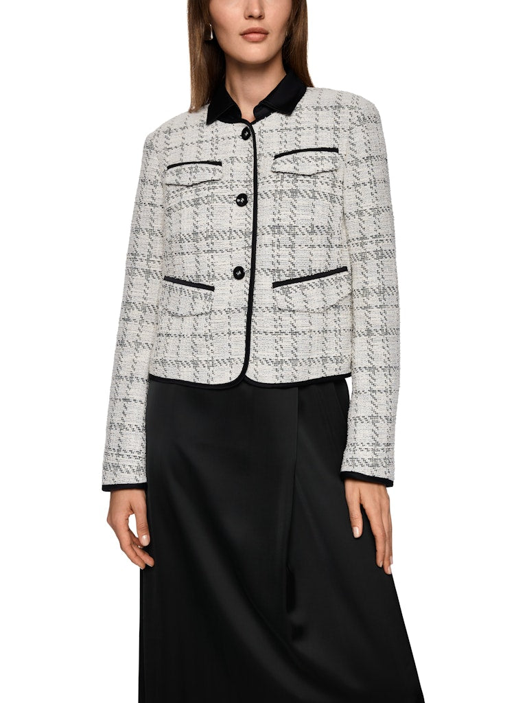 Jacquard-Jacke mit Kontrastdetails in smoke