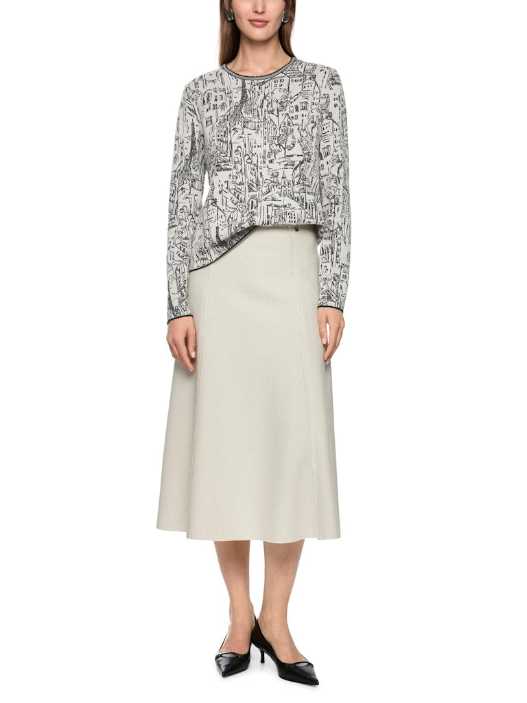 Feinstrickpullover mit City-Motiv in smoke