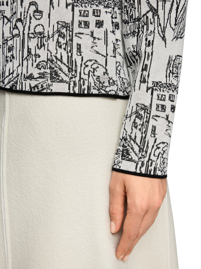Feinstrickpullover mit City-Motiv in smoke
