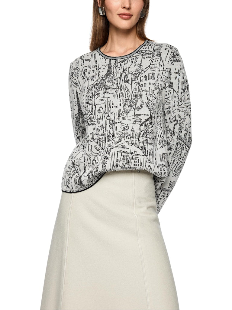 Feinstrickpullover mit City-Motiv in smoke