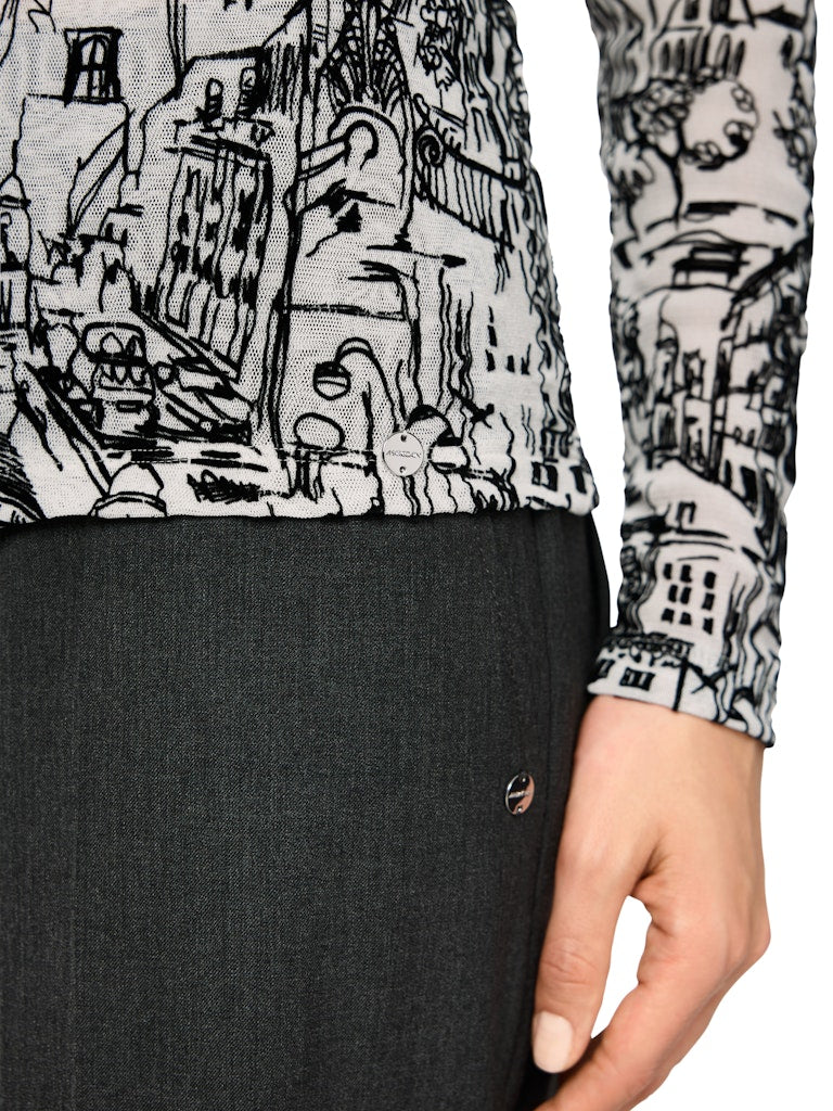 Longsleeve Shirt mit City-Motiv in smoke