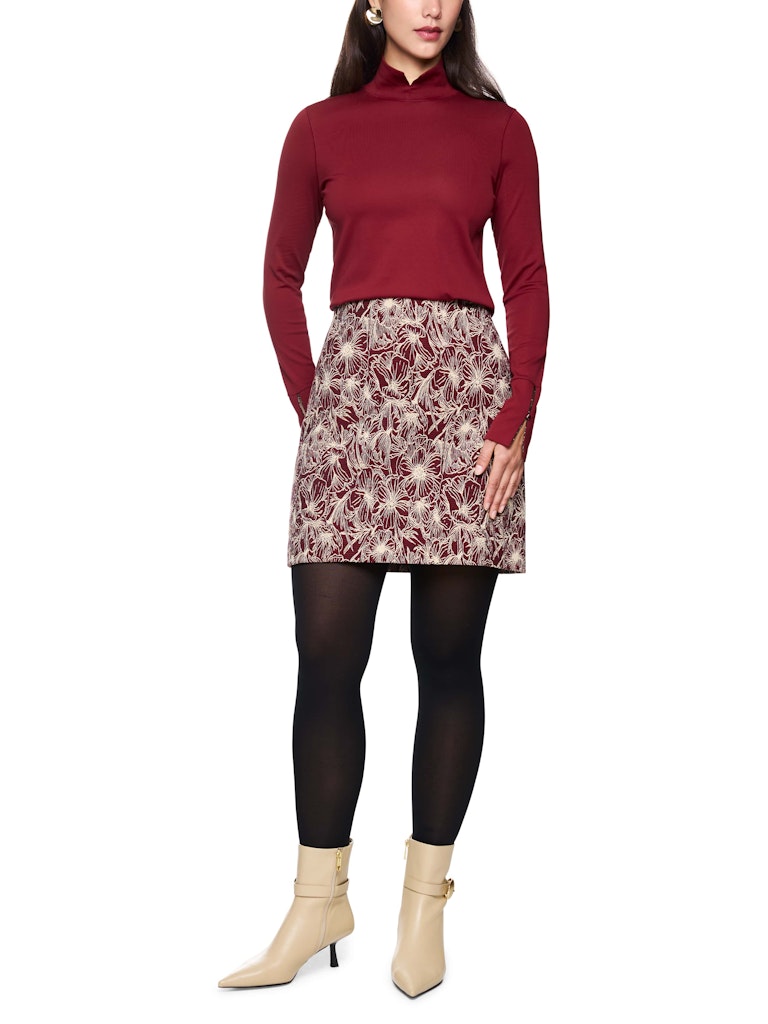 Longsleeve Shirt in soft maroon mit Stehkragen