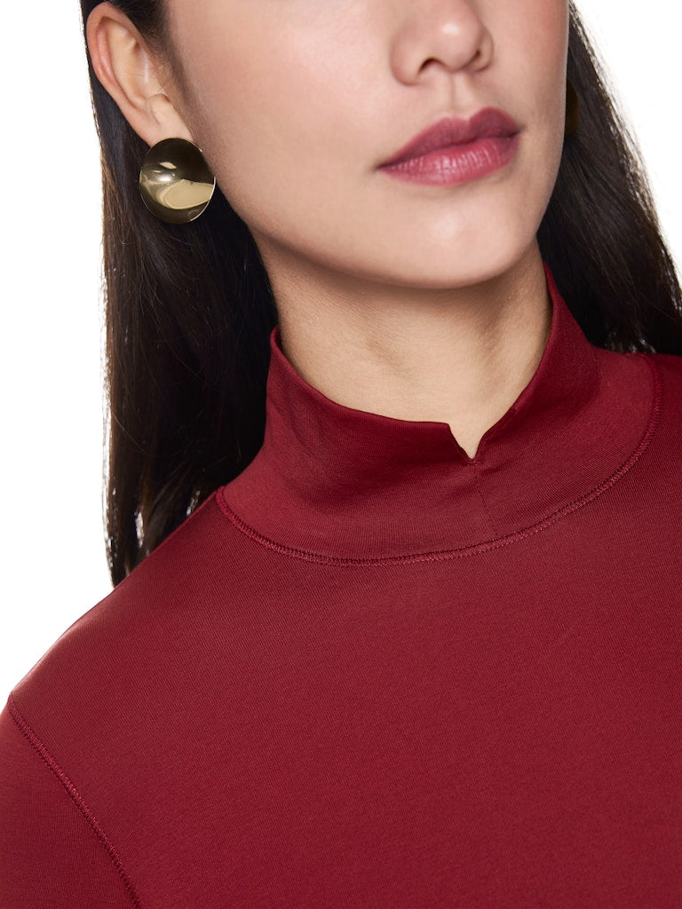 Longsleeve Shirt in soft maroon mit Stehkragen