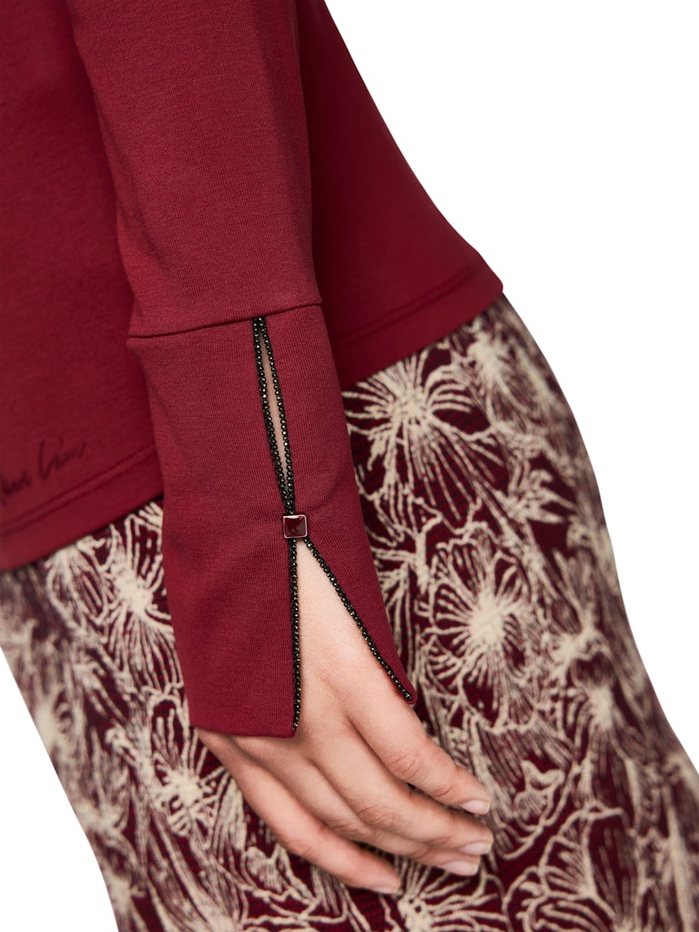 Longsleeve Shirt in soft maroon mit Stehkragen