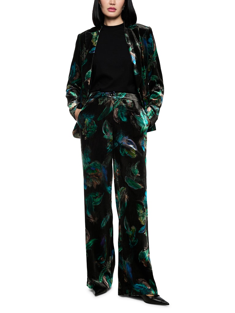 Samt-Hose mit Federprint in dark green Modell WARRI