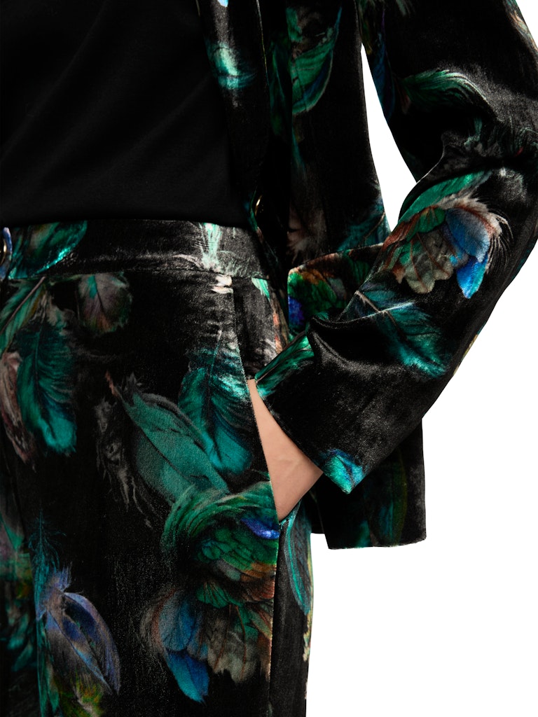 Samt-Hose mit Federprint in dark green Modell WARRI