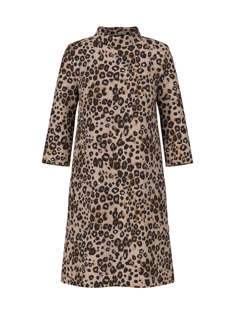Scuba Kleid im Leo-Print in soft cappuccino