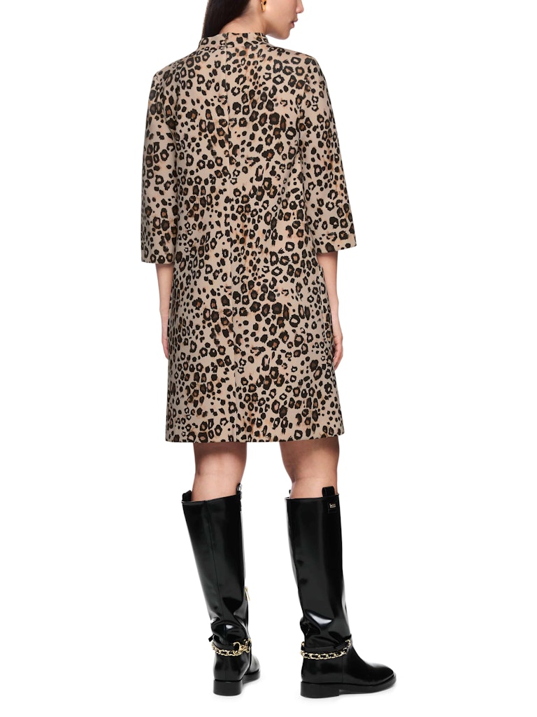 Scuba Kleid im Leo-Print in soft cappuccino