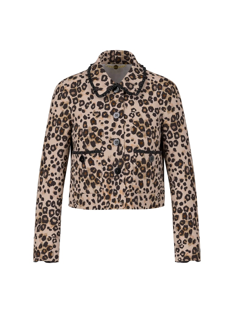 Kurze Scuba Jacke im Leo-Print in soft cappuccino