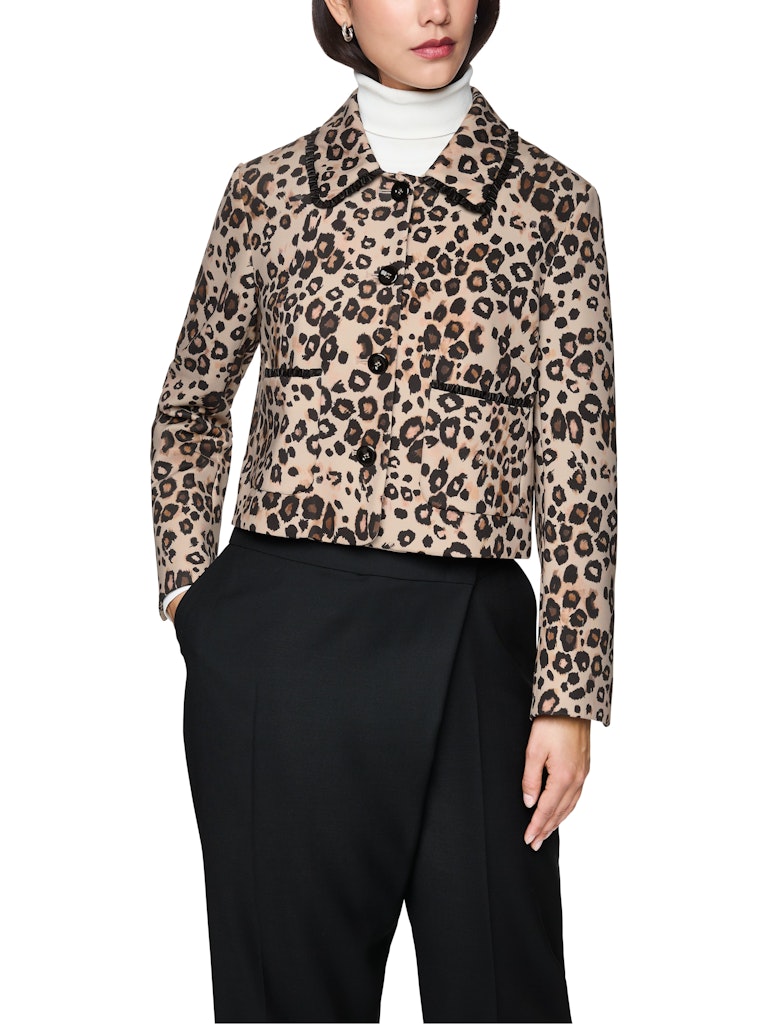 Kurze Scuba Jacke im Leo-Print in soft cappuccino