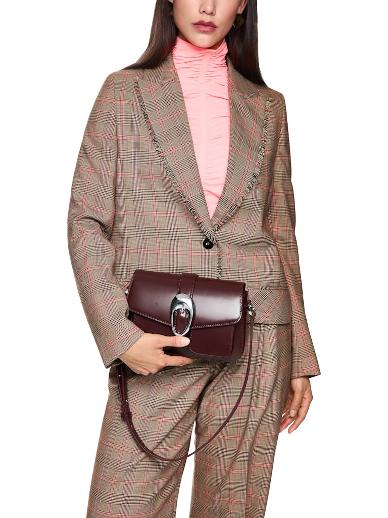 Karomuster Blazer mit Fransen in camel
