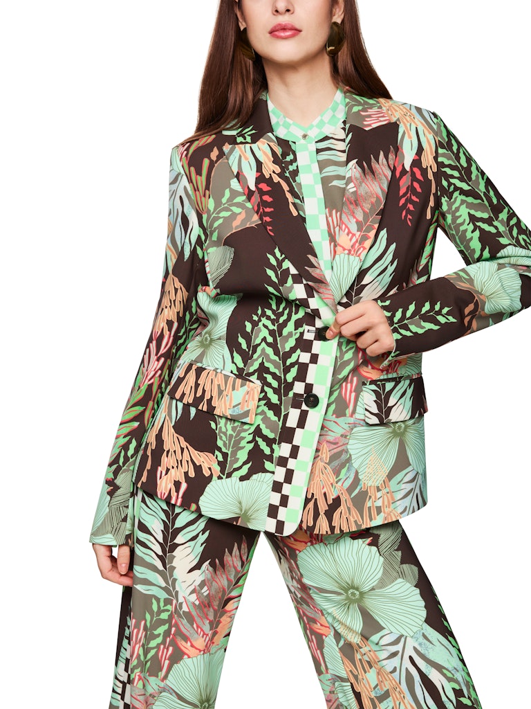 Blazer mit floralem Print in dark wood