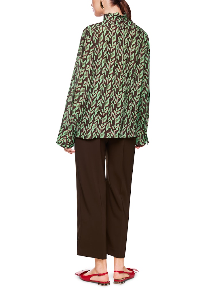 Edle Bluse aus Viskose mit Blatt-Print in dark wood