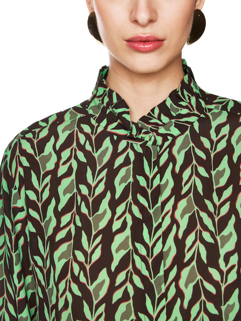 Edle Bluse aus Viskose mit Blatt-Print in dark wood