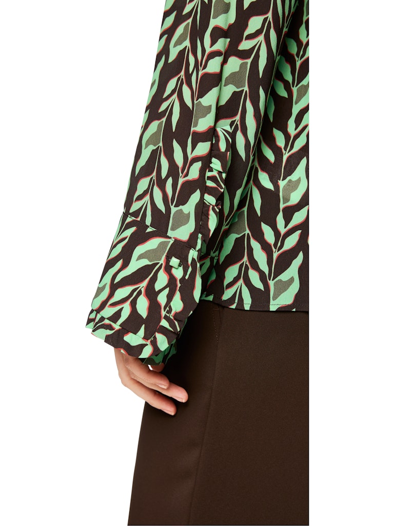 Edle Bluse aus Viskose mit Blatt-Print in dark wood