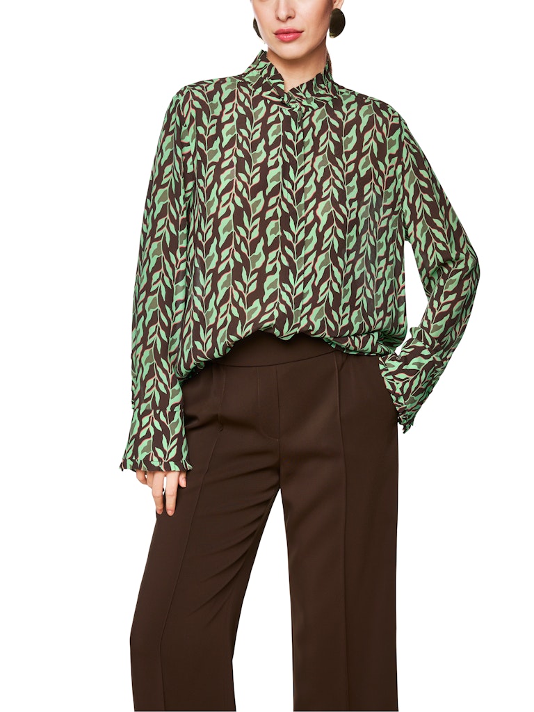 Edle Bluse aus Viskose mit Blatt-Print in dark wood