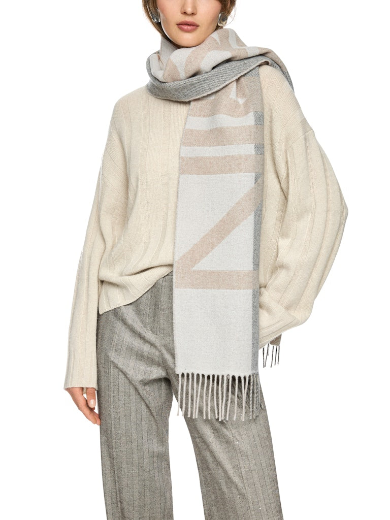 Schal aus Woll-Mix mit Logo-Print in soft charcoal