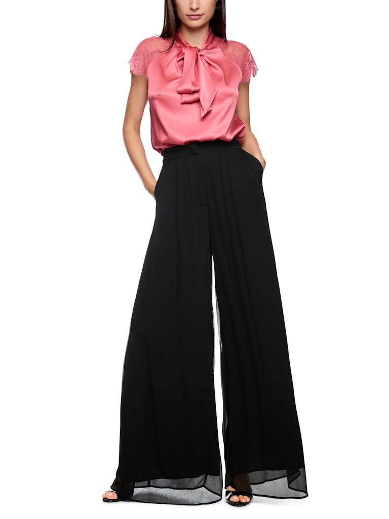 Blusen Top mit Schluppe und Spitze in koralle