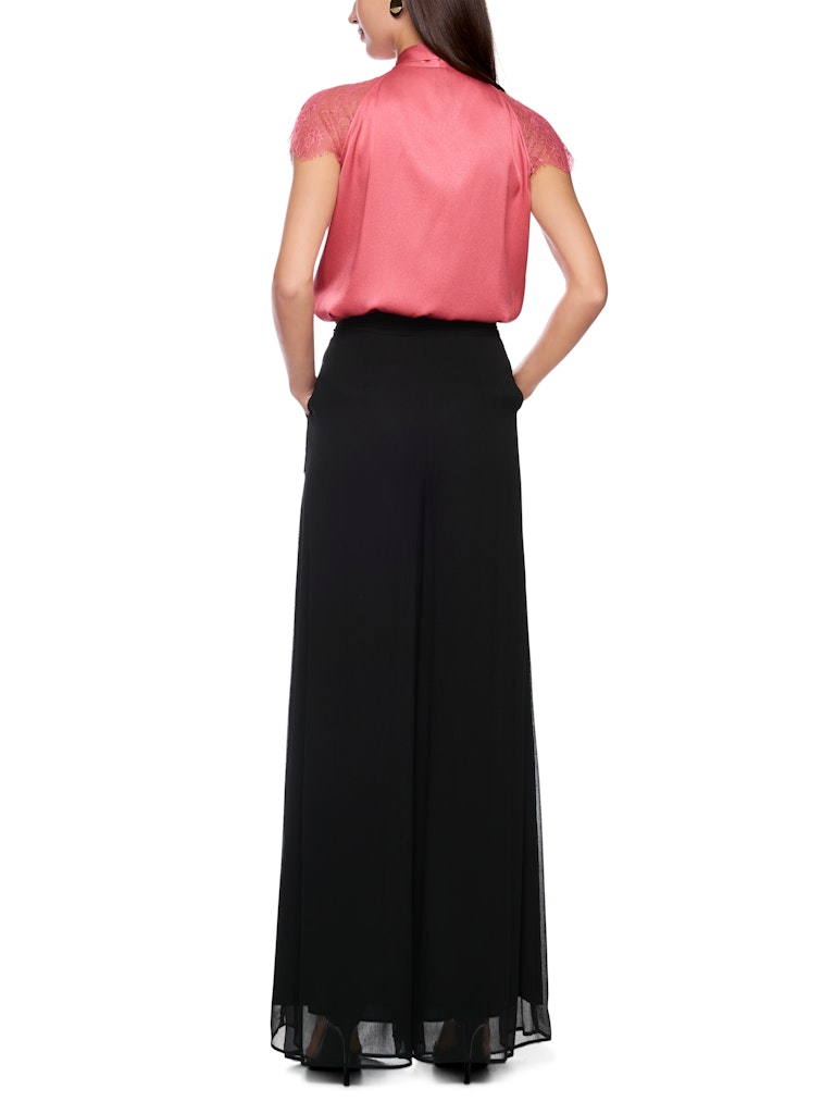Blusen Top mit Schluppe und Spitze in koralle
