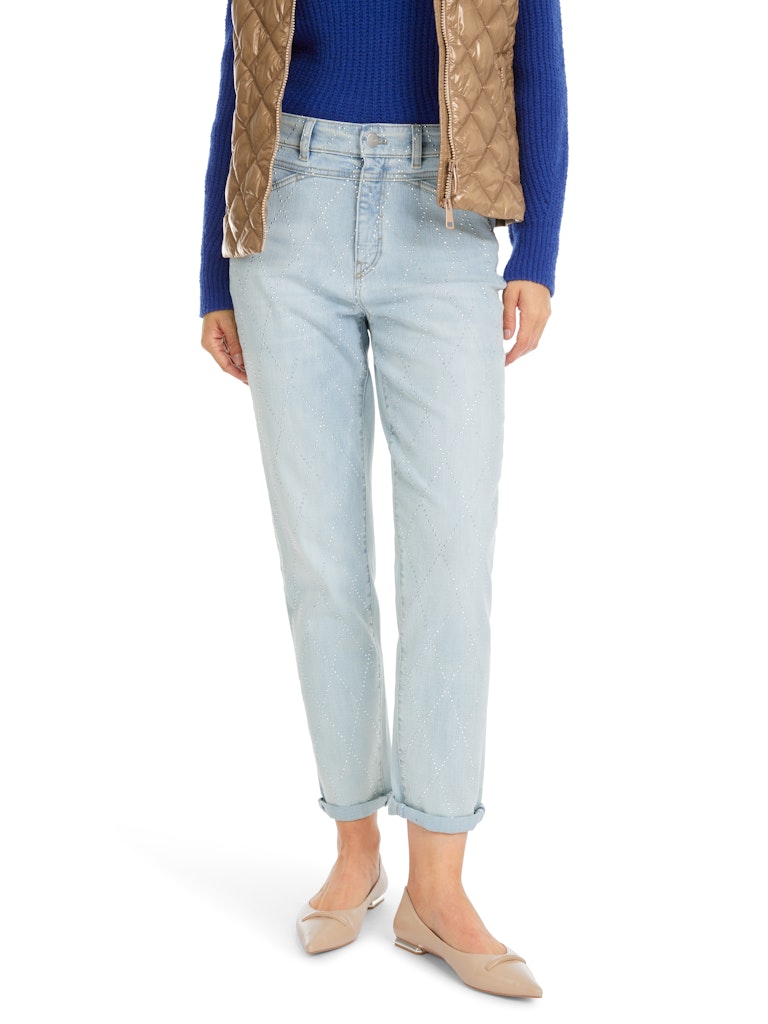 Jeans Modell RIAD mit Strass-Besatz in light denim