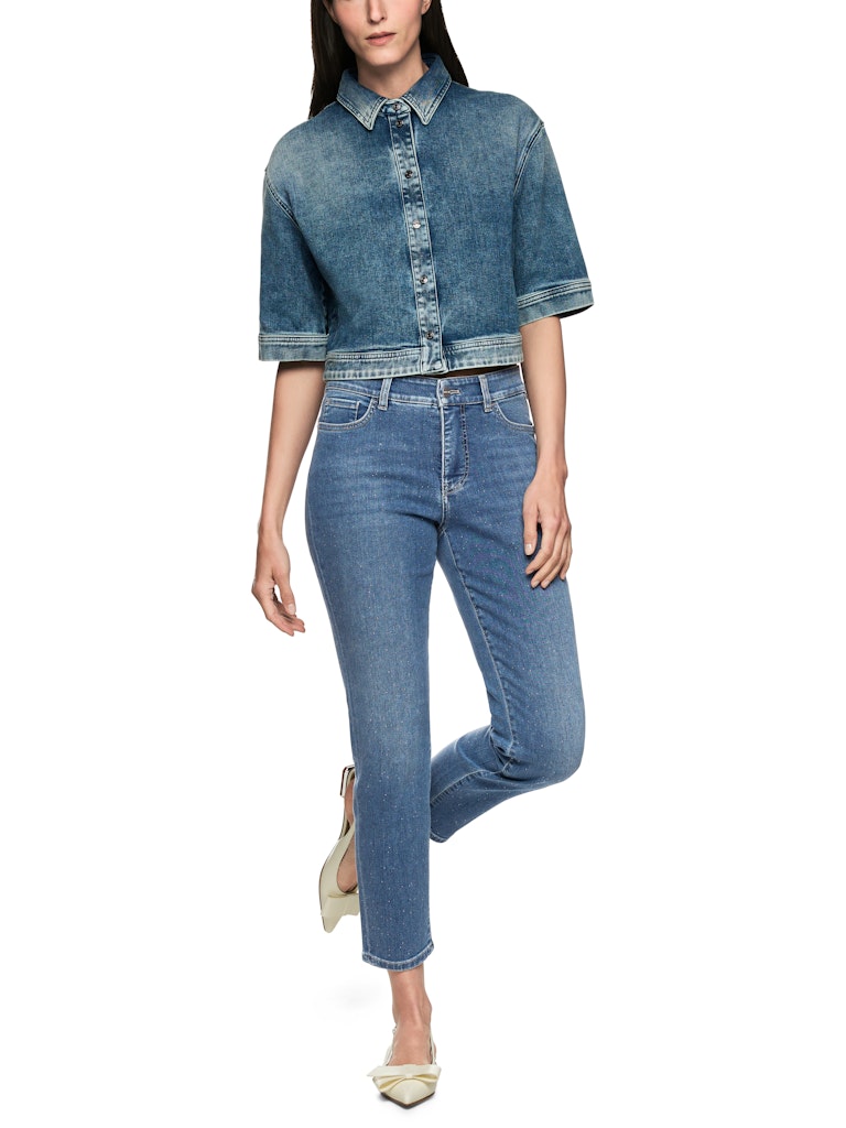 Jeans in blue denim mit Strasssteinen Modell SILEA