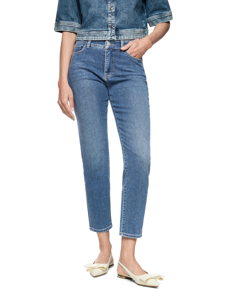 Jeans in blue denim mit Strasssteinen Modell SILEA