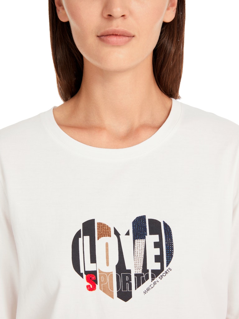 Baumwoll Shirt in creme mit Love-Druck