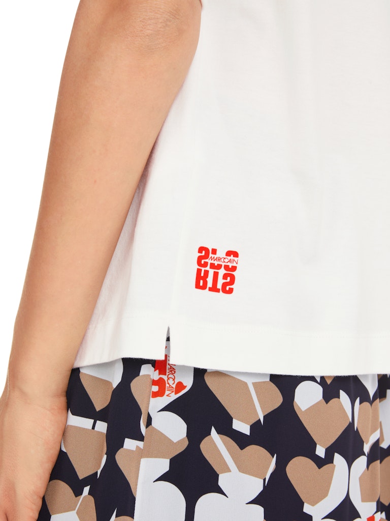 Baumwoll Shirt in creme mit Love-Druck