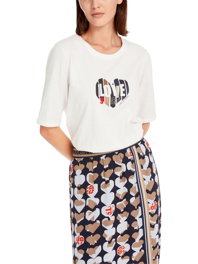 Baumwoll Shirt in creme mit Love-Druck