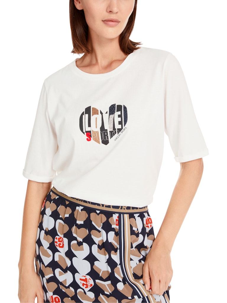 Baumwoll Shirt in creme mit Love-Druck