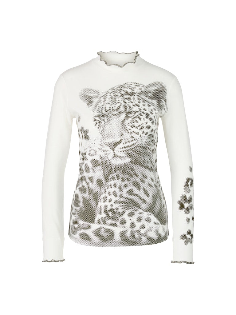 Shirt in creme mit Leo Druck