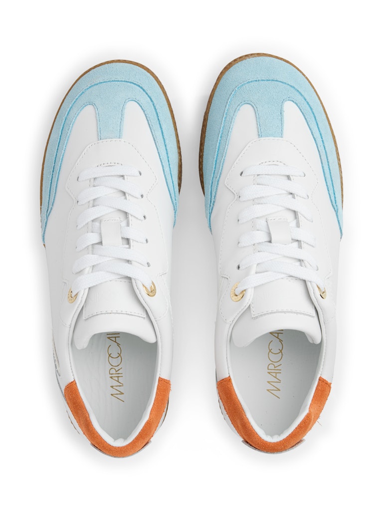 Sneaker aus Leder-Mix in Farbblock-Optik