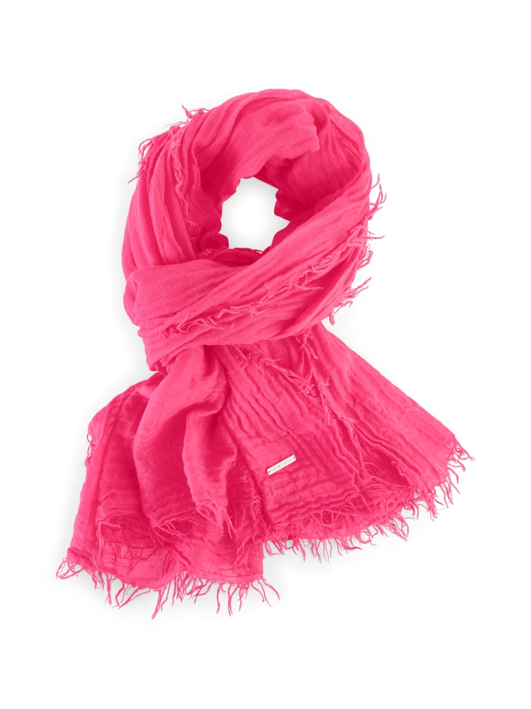 Leichter Schal in Knitter-Optik in dragon fruit