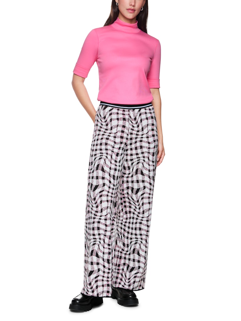 Basic Shirt in pink mit Stehkragen